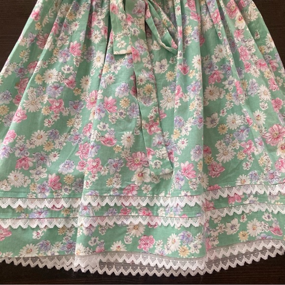 Vintage USA Bonnie Jean Girls 7 Green Pink Floral Dress - Picture 2 of 10